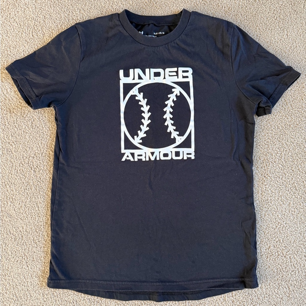 Under Armour Black Tee with White Baseball Logo